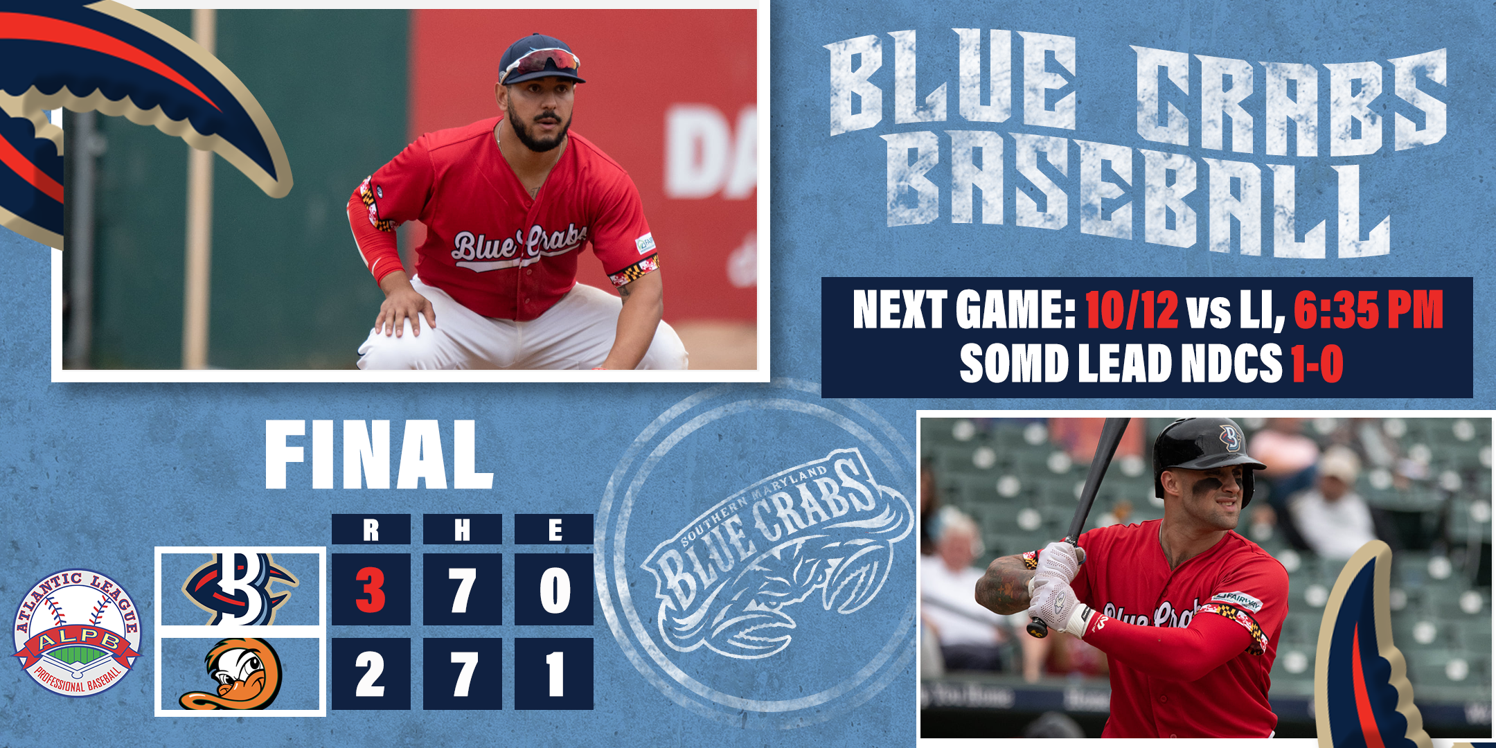 Crabs Win Playoff Opener on Long Island